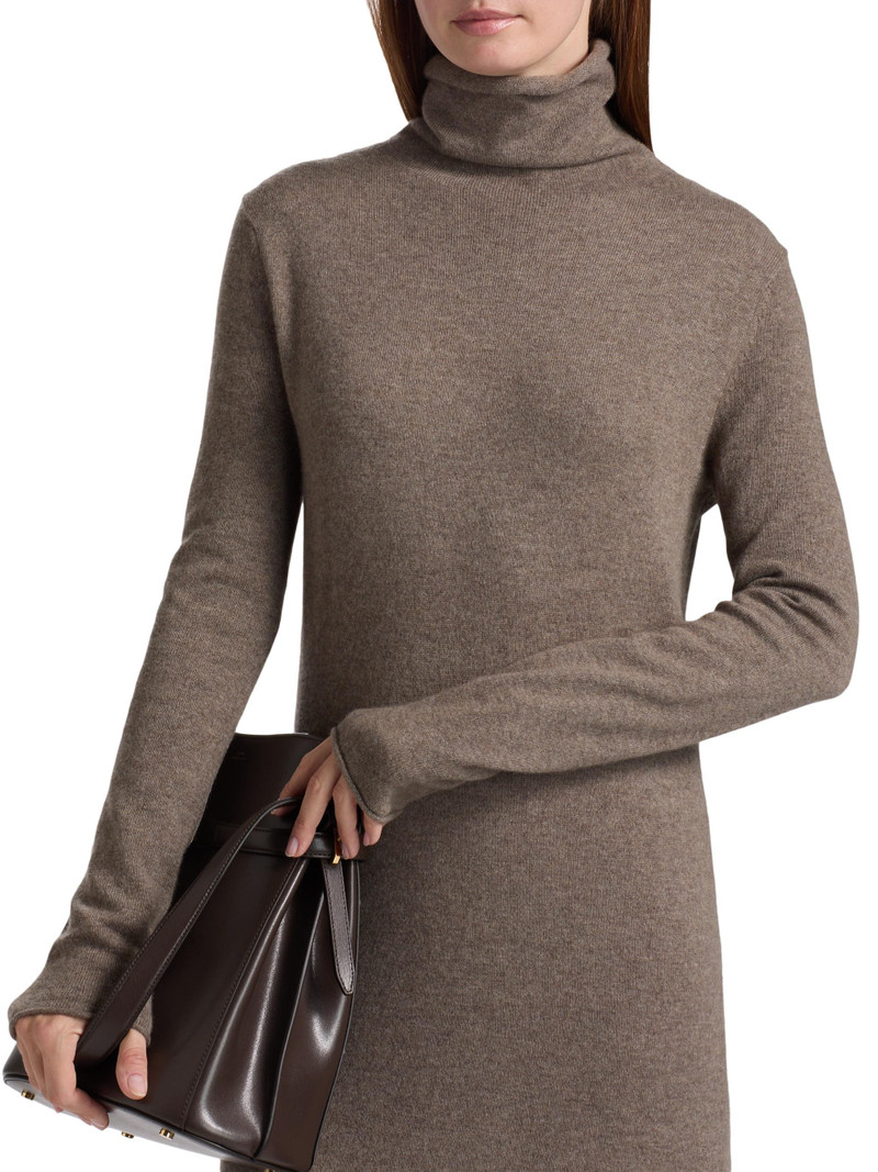 Women's Truffle Cashmere Turtleneck Sweaterdress - Truffle 6