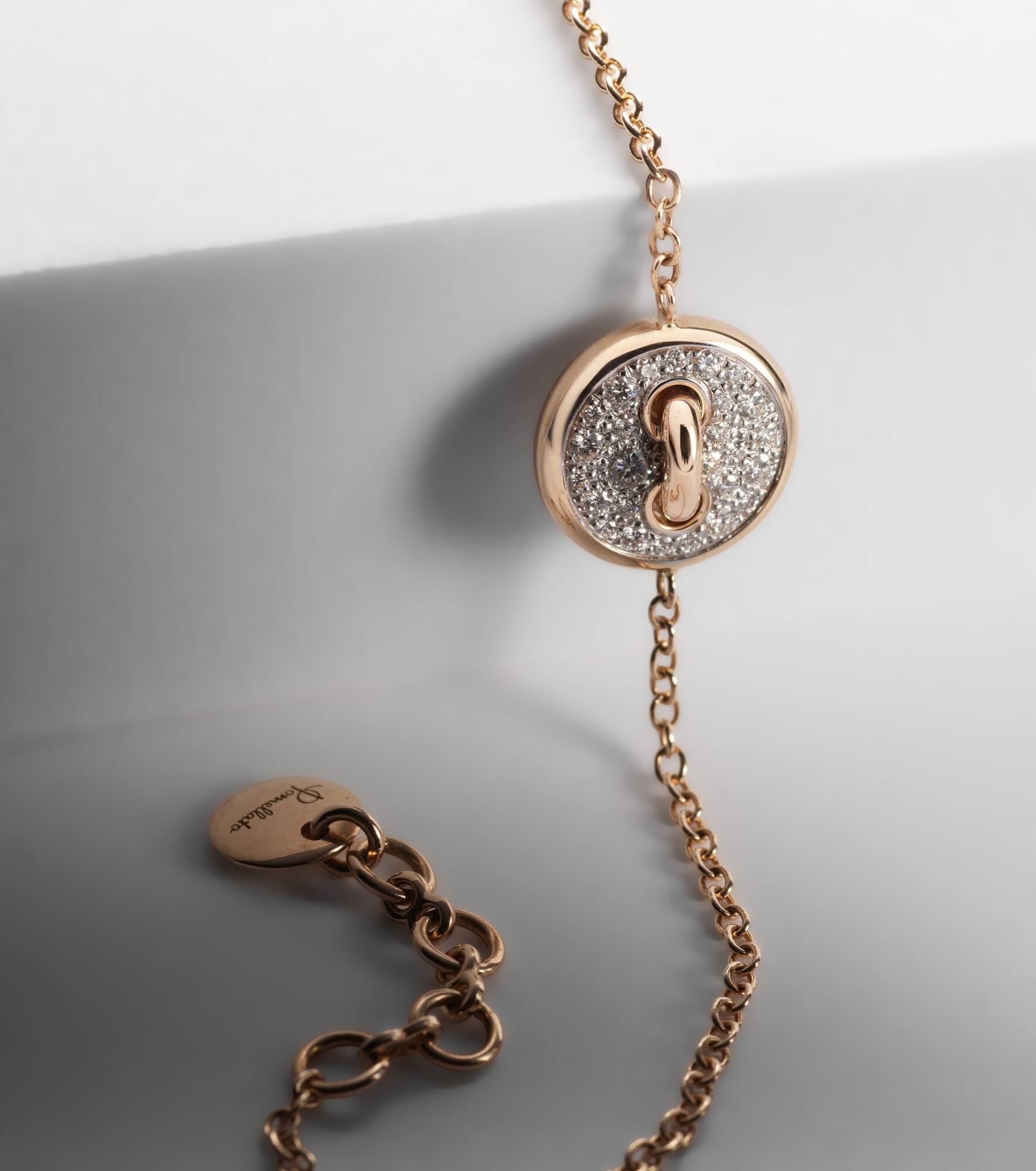 Pom Pom Dot 18kt rose gold chain bracelet with white diamonds and mother of pearl - 5