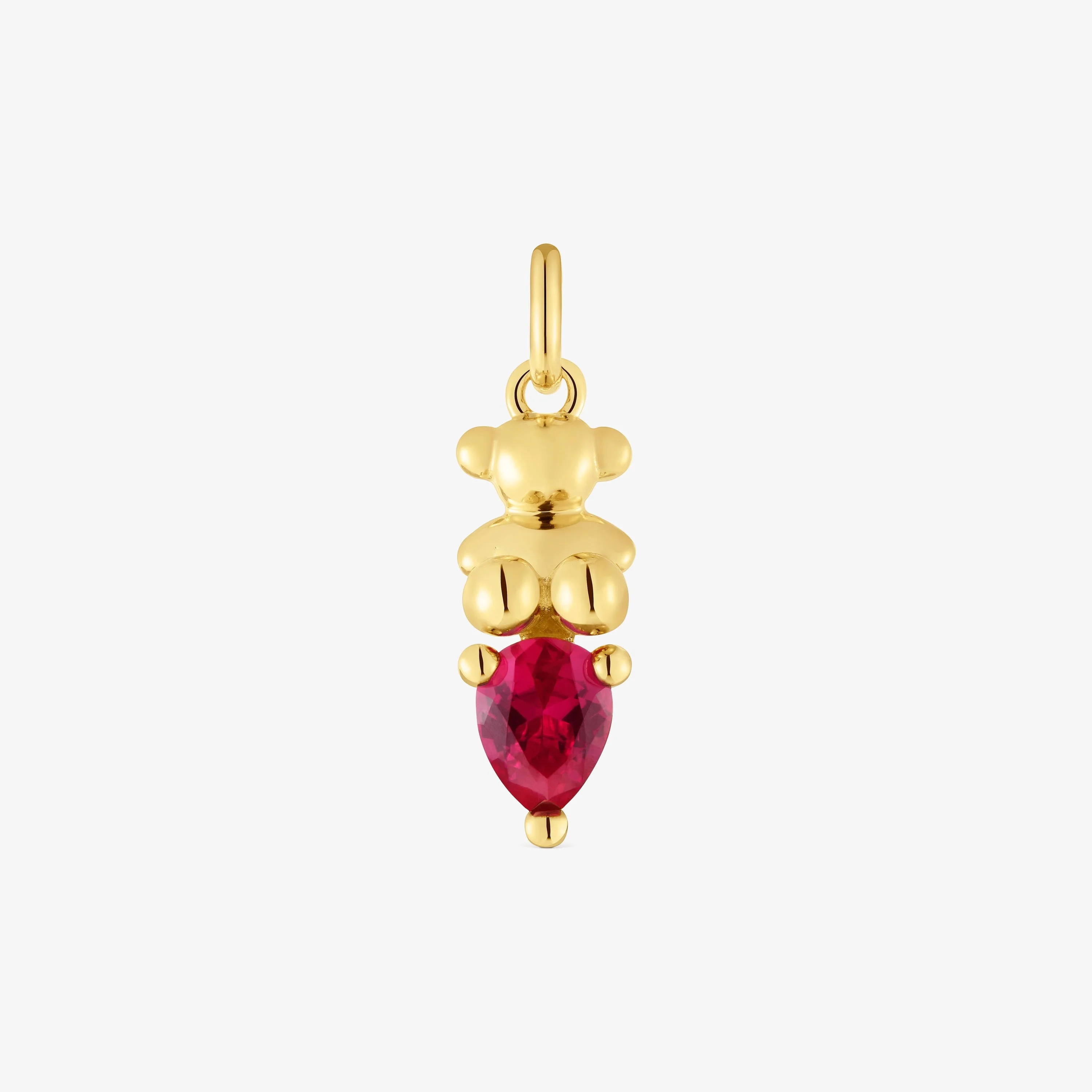Small 18K gold vermeil bear motif Pendant with lab-grown ruby Bold Bear LGG - 1