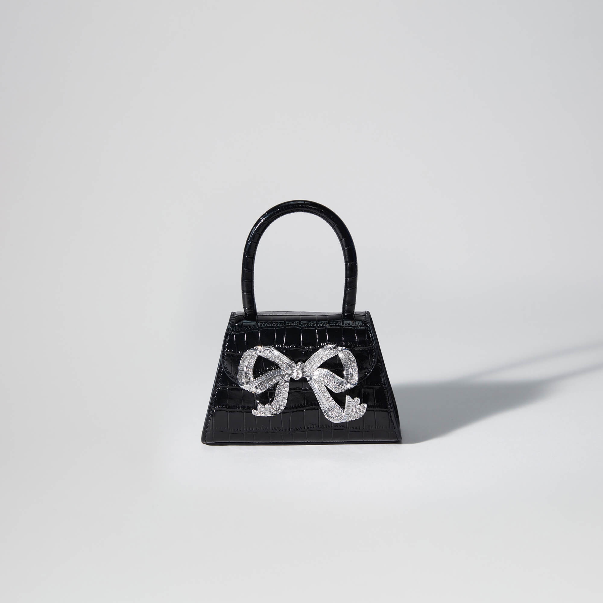 The Bow Micro in Black Croc with Diamanté 1