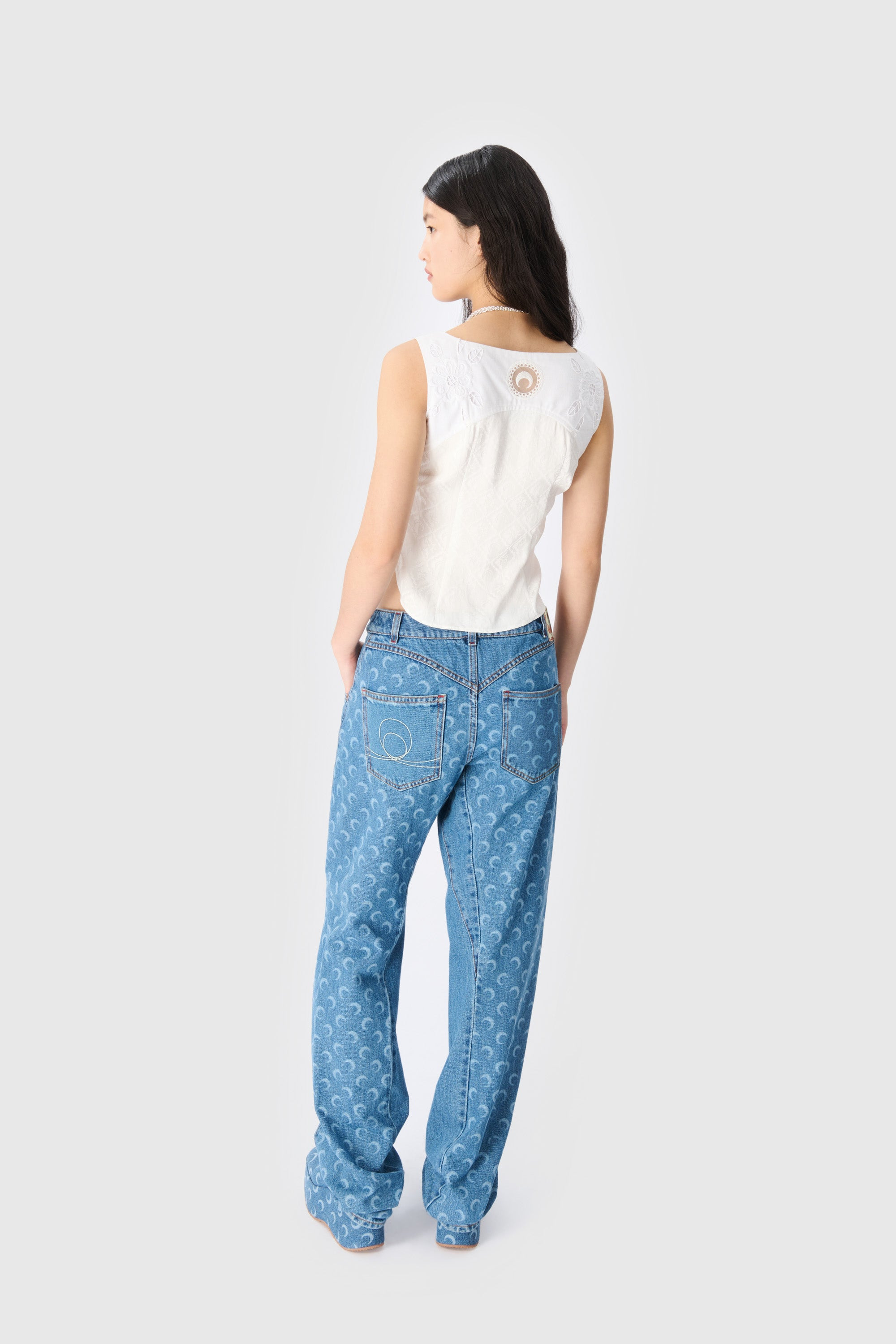 Moon Laser Denim Curved Jeans - 8
