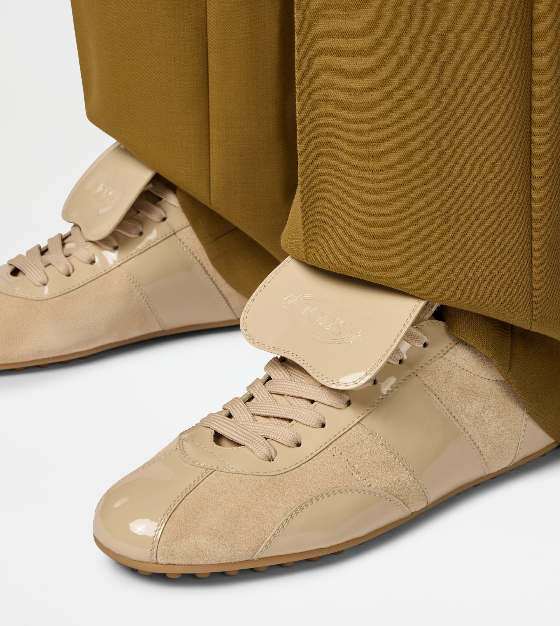 TOD'S T-MARATHON SNEAKERS IN PATENT LEATHER - BEIGE - 6