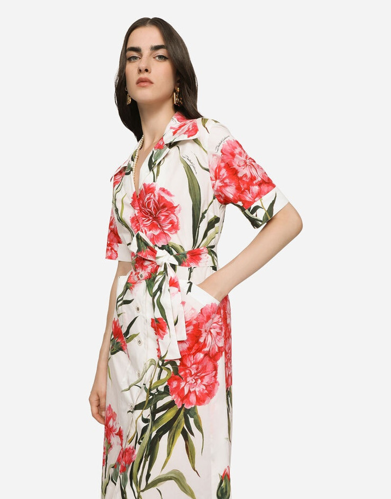 Carnation-print poplin shirt dress 3