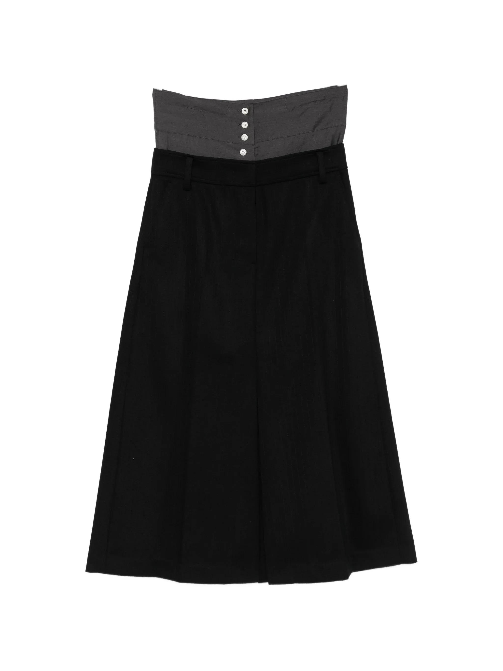 System Pinstriped Layered-waist Midi Skirt - 1