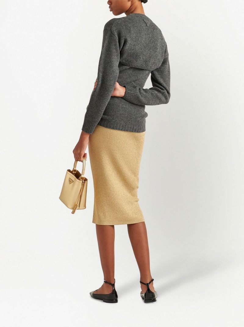 【希少】PRADA Lame midi skirt スカート ラメ ゴールド ミディ Lamé midi skirt in gold - Prada | Mytheresa
