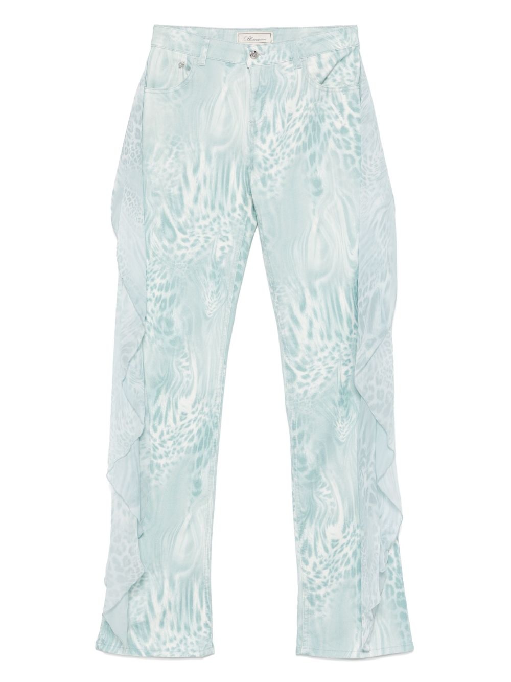 flounce-detail printed jeans - 1