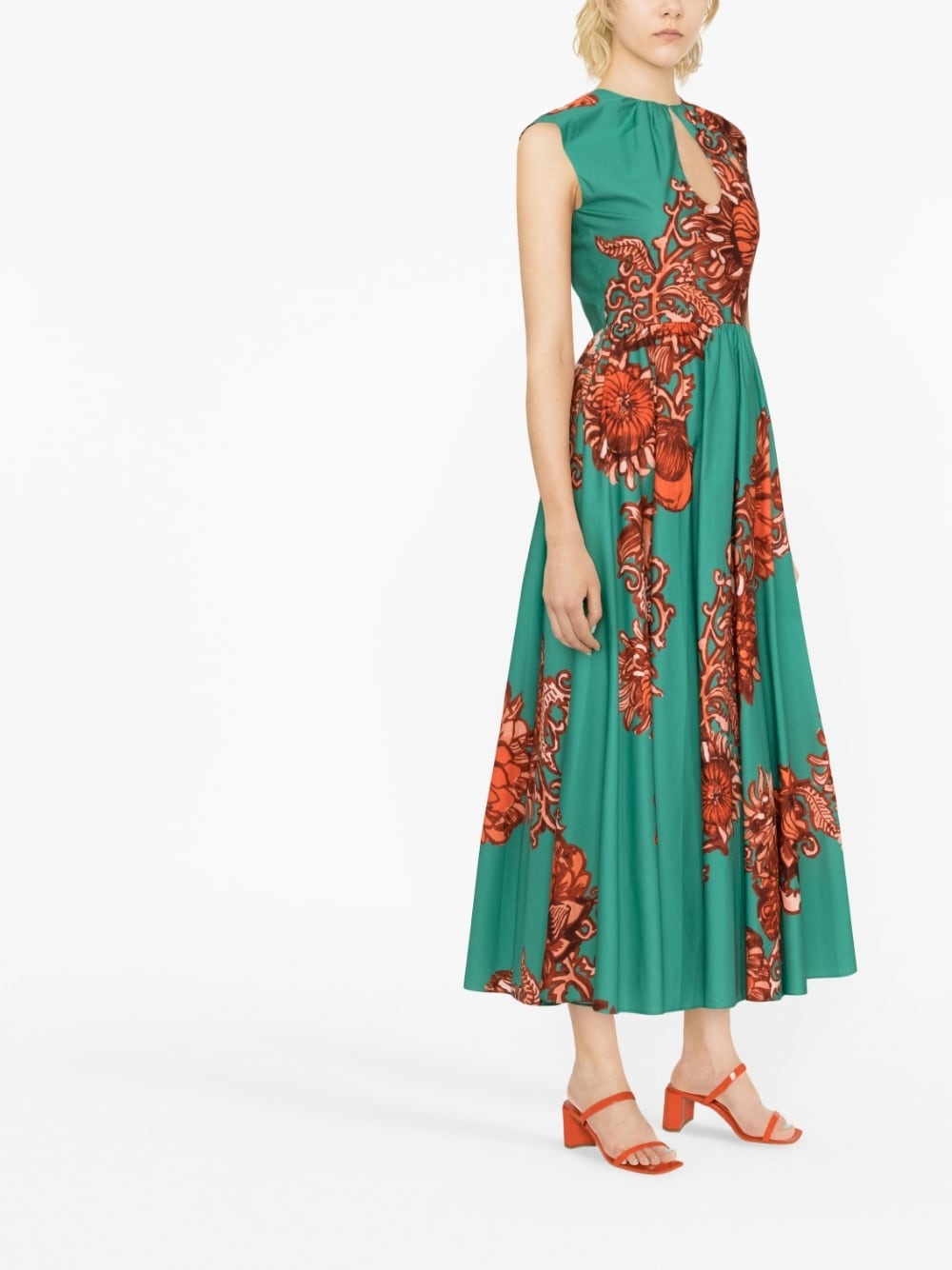 floral-print cut-out dress - 4