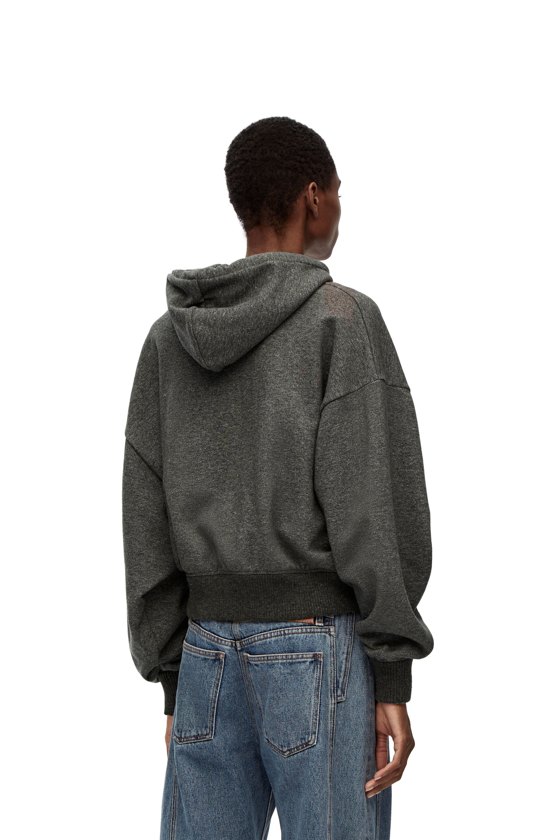 Anagram leather patch hoodie in cotton - 4