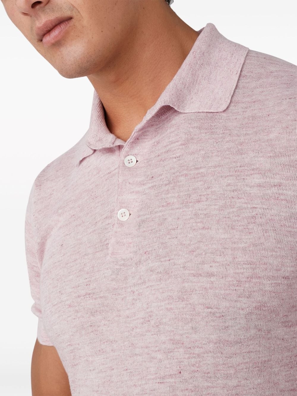 ribbed-collar slub-texture polo shirt - 4