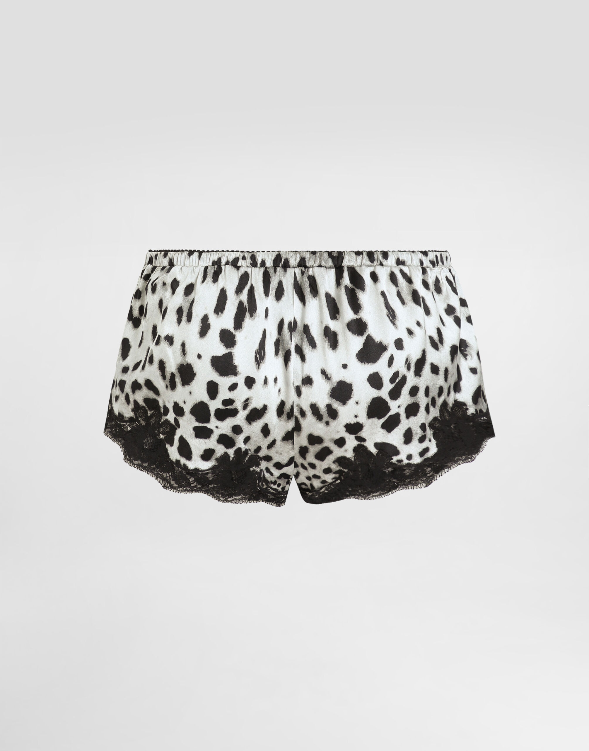 Leopard-print satin shorts with lace inserts - 3