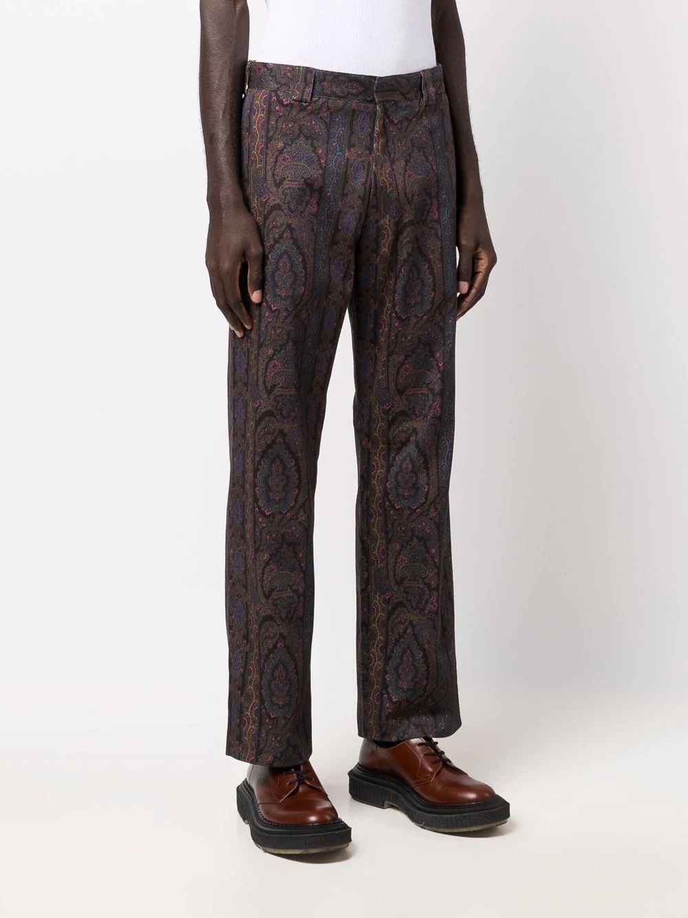 paisley-print straight leg trousers - 3