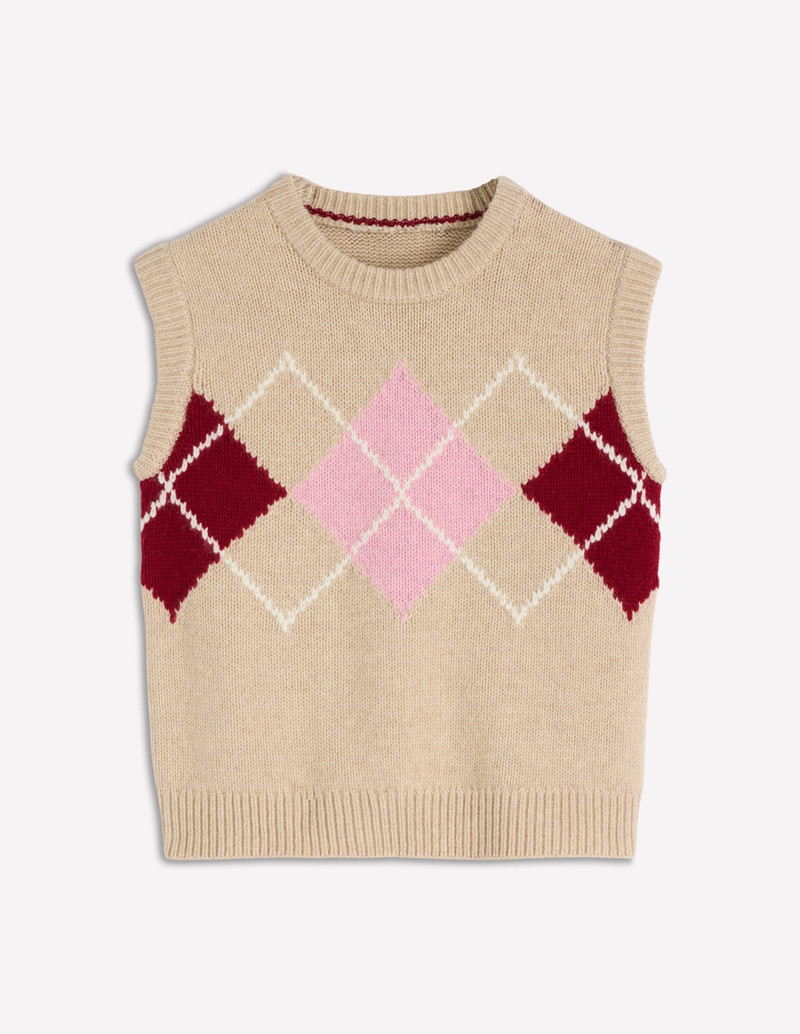 Eleanor Fair Isle Vest-Chinchilla Melange Argyle 8