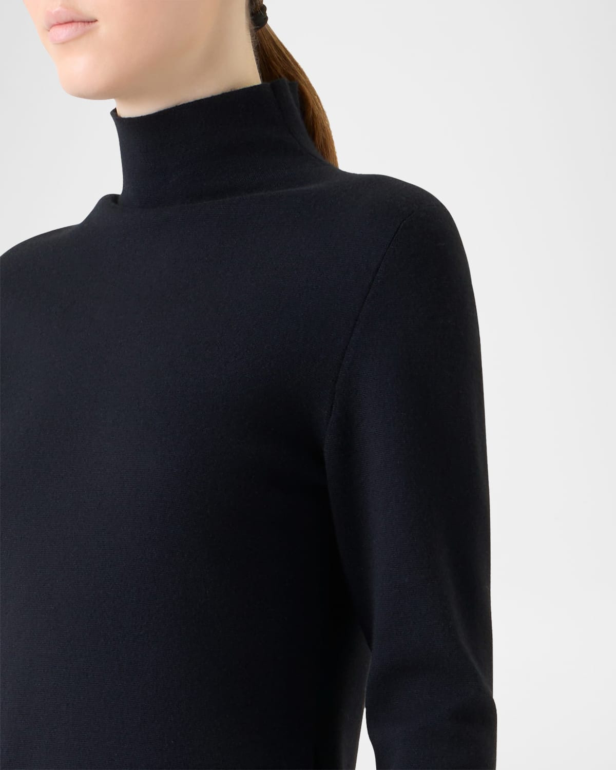 Turtleneck Cashmere-Silk Milano Knit Tunic Sweater - 5