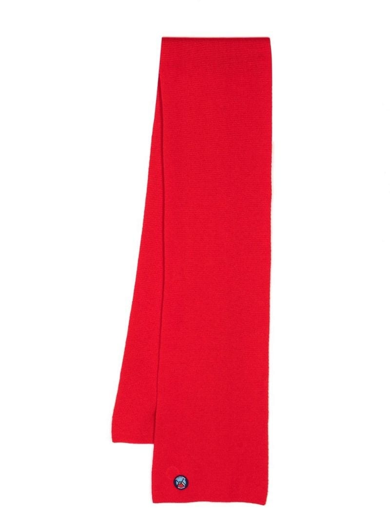 fine-knit logo-patch scarf - 2