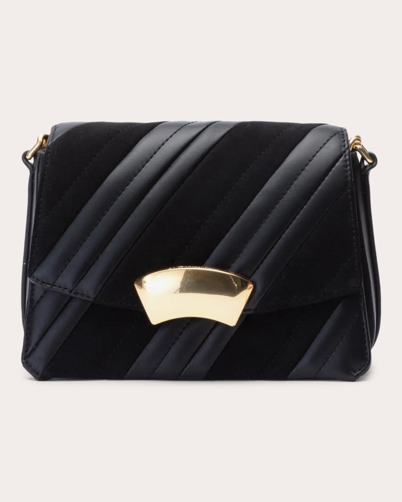 ID Paneled Quilted Leather & Suede Shoulder Bag - 2