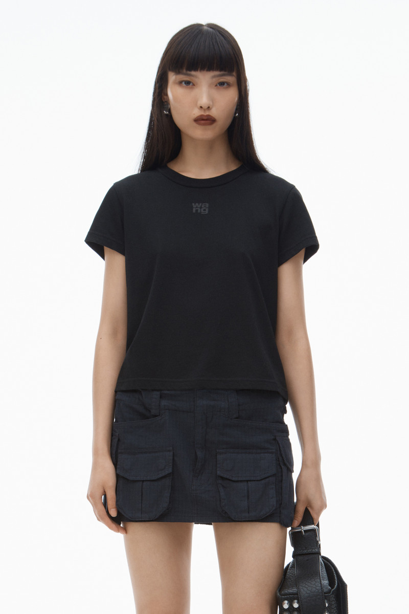 Alexander Wang puff logo shrunken tee in cotton jersey outlook