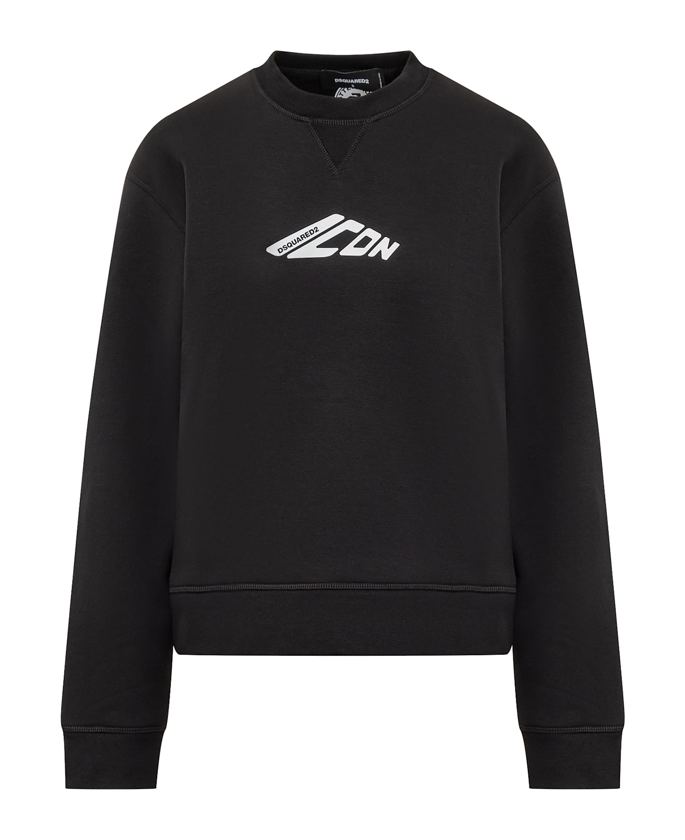 【関税&送料込】Dsquared2 Black Cotton Crewneck Sweatshirt W Dsquared2 Logo-print Cotton Sweatshirt In Black | ModeSens