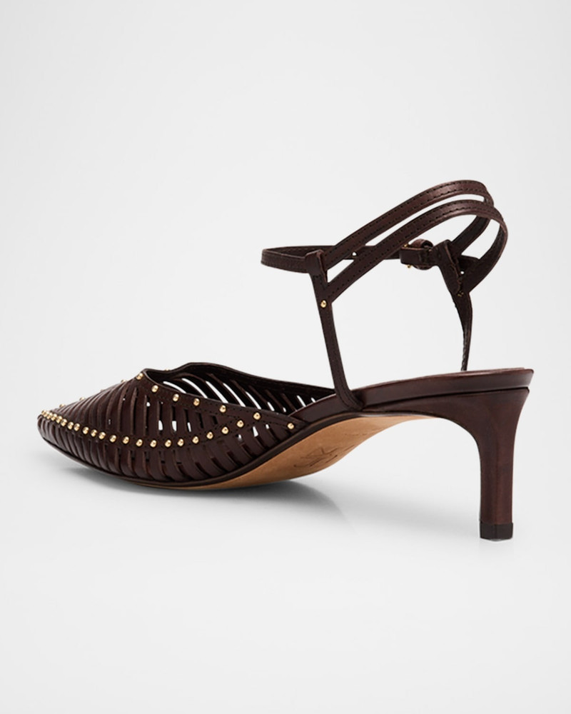 ULLA JOHNSON Francine Caged Leather Ankle-Strap Pumps outlook