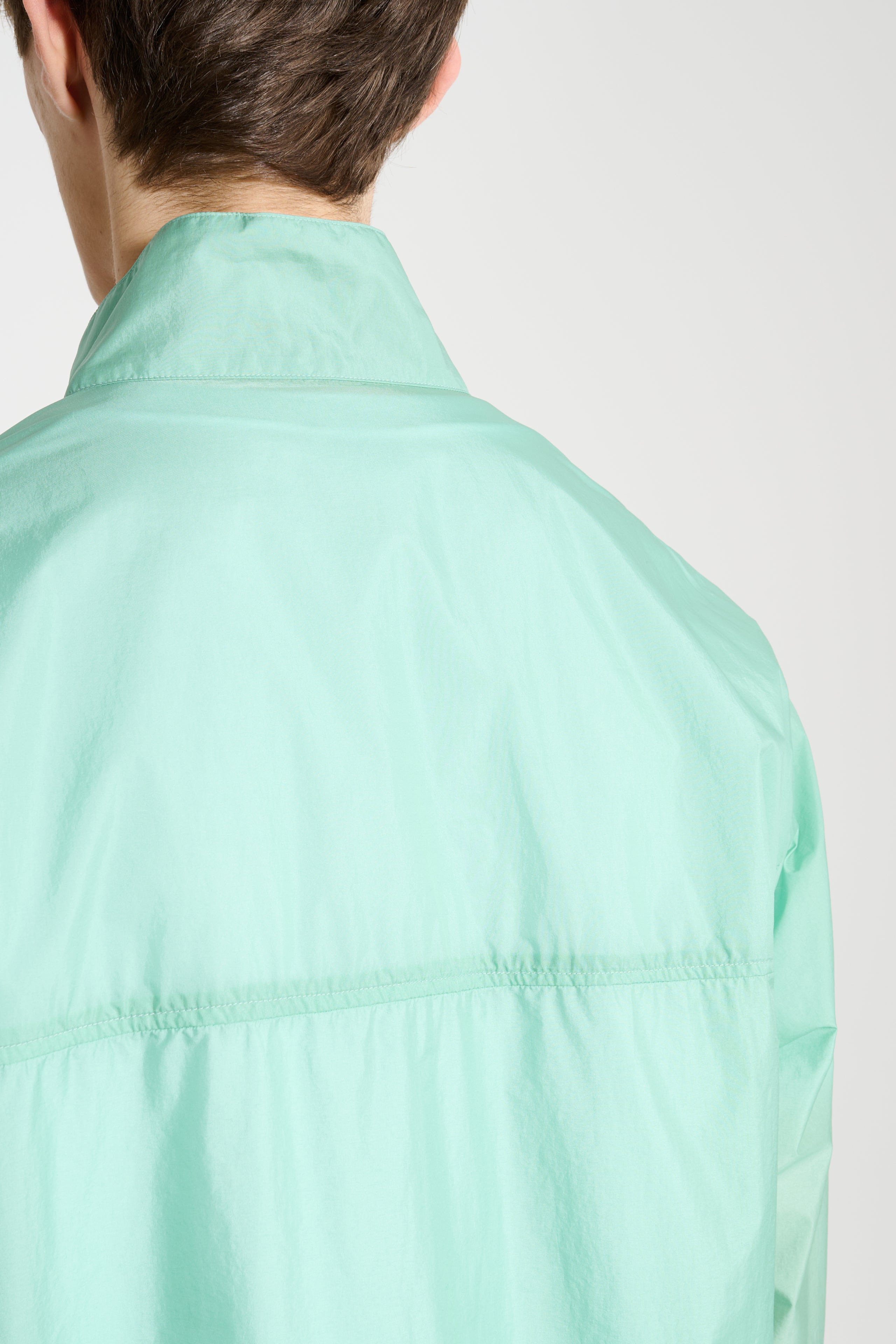 AURALEE LIGHT SHEER NYLON HALF ZIP P/O JADE GREEN - 7
