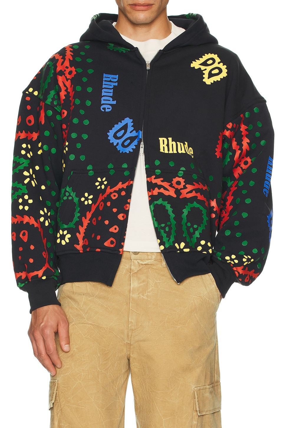 Bandana Print Full Zip Hoodie - 3
