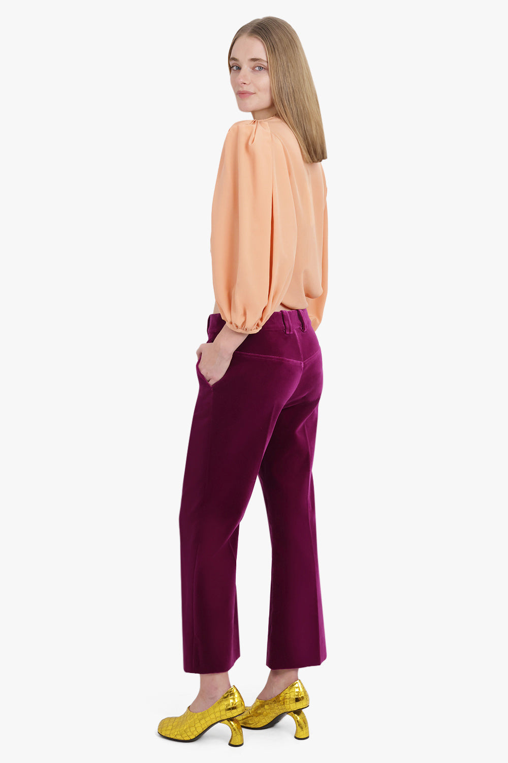 VELVET WIDE LEG PANT | PANSY PURPLE - 5