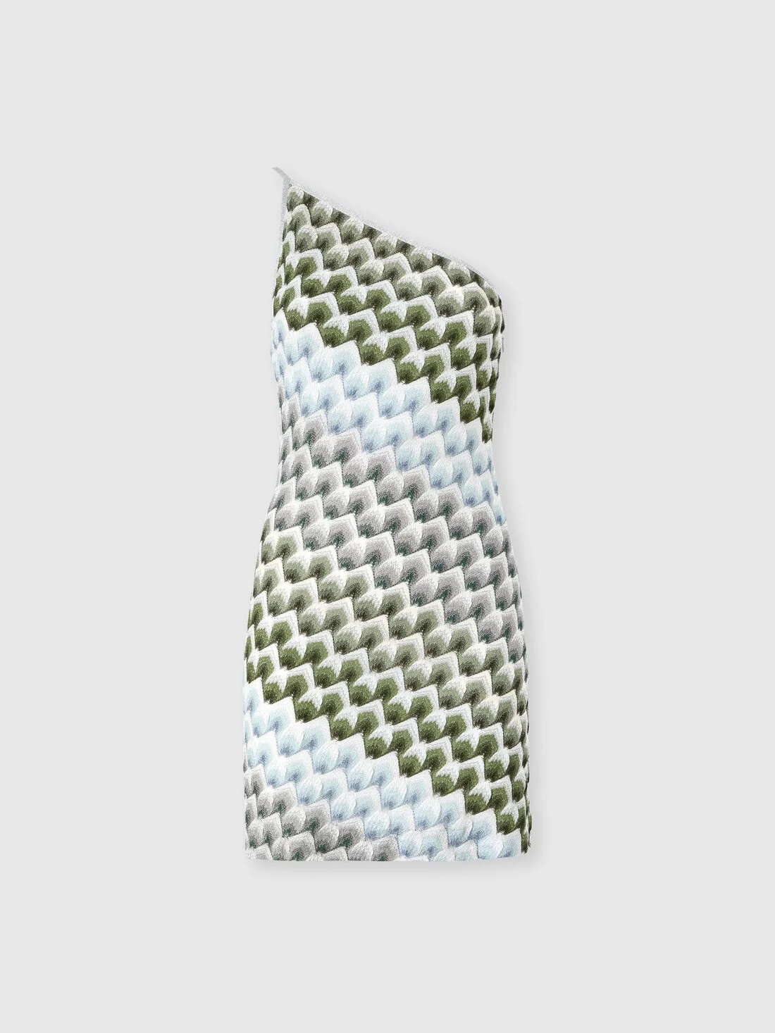 One-shoulder viscose lamé mini dress - 1