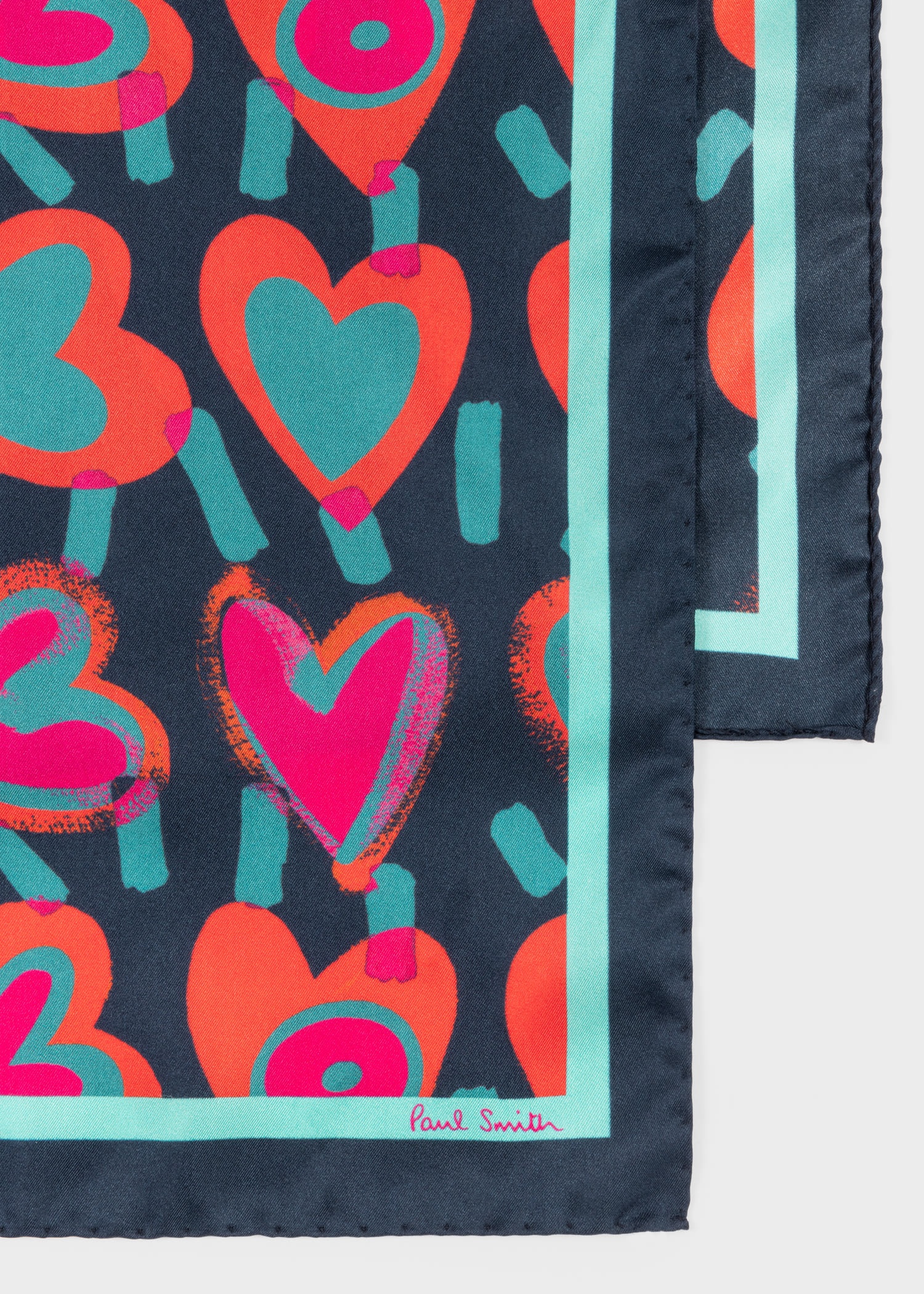 Blue 'Valentines' Silk Scarf - 2