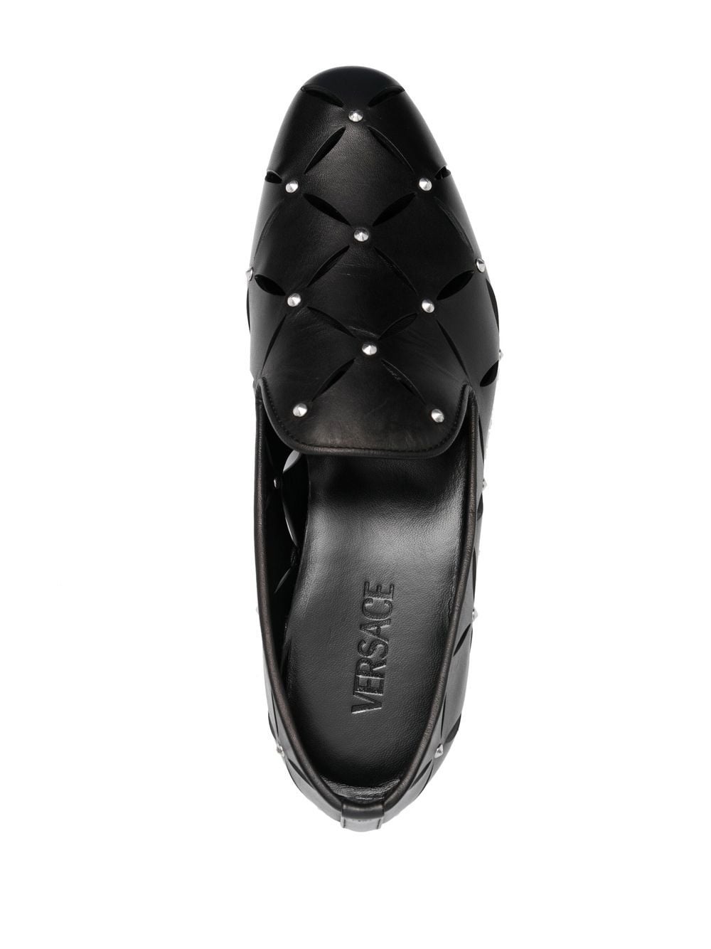 cut-out leather loafers - 4