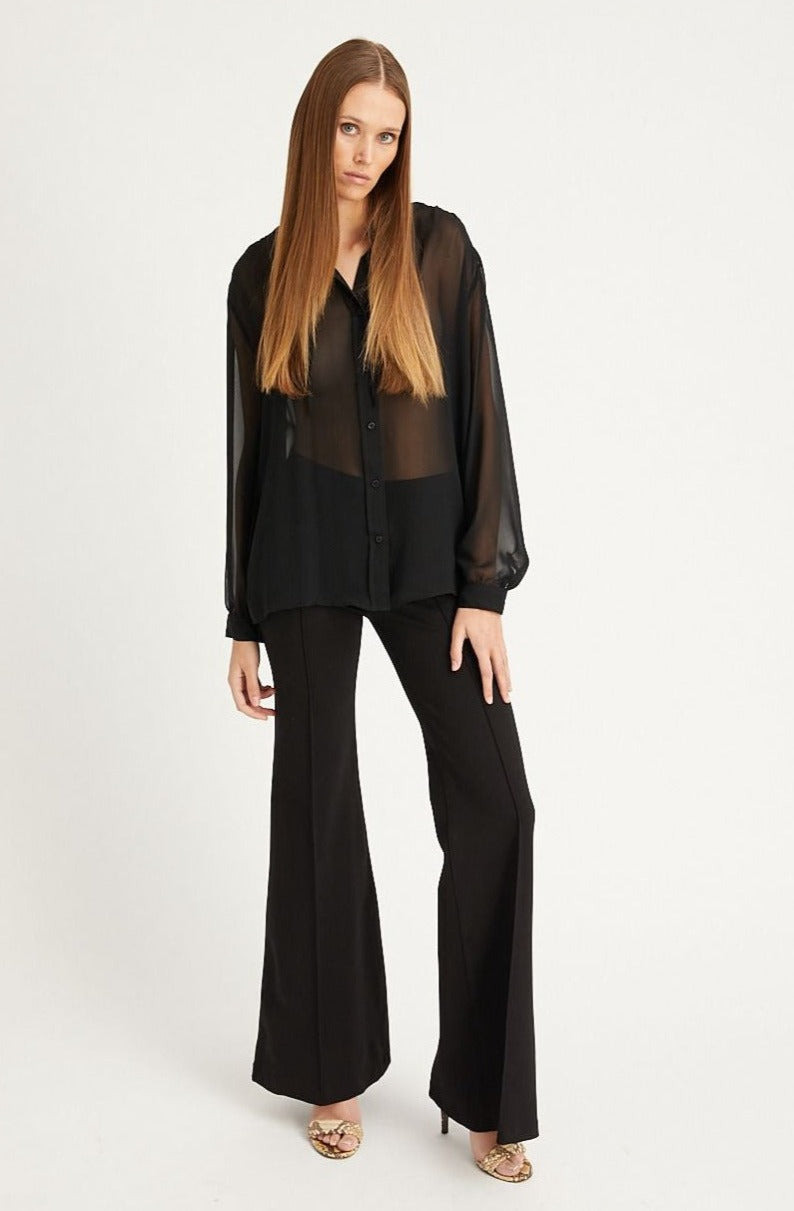 BLACK CASANOVA ULTRA FLARE PINTUCK PANTS - 2