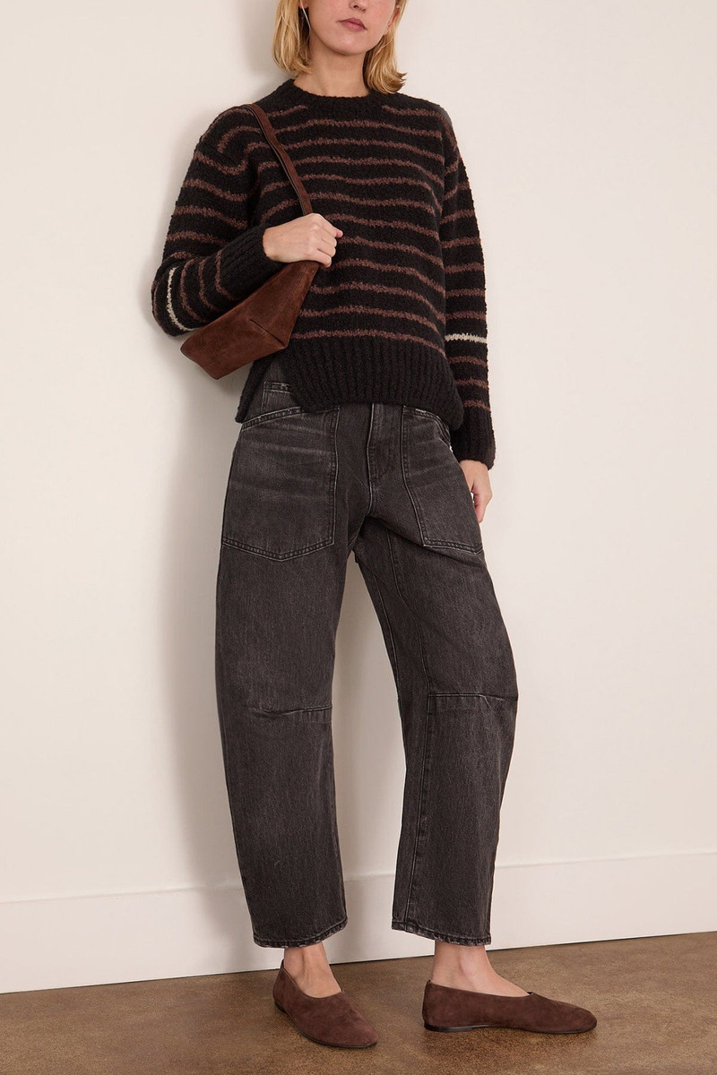 Proenza Schouler Leonie Sweater in Stripe Wool Black Multi outlook
