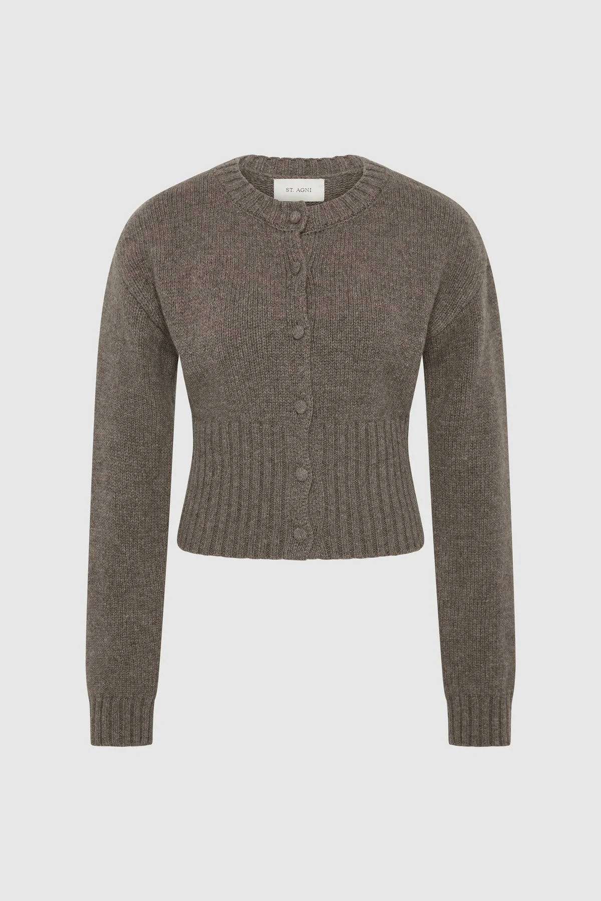 Wool Cardigan - Taupe Melange - 1