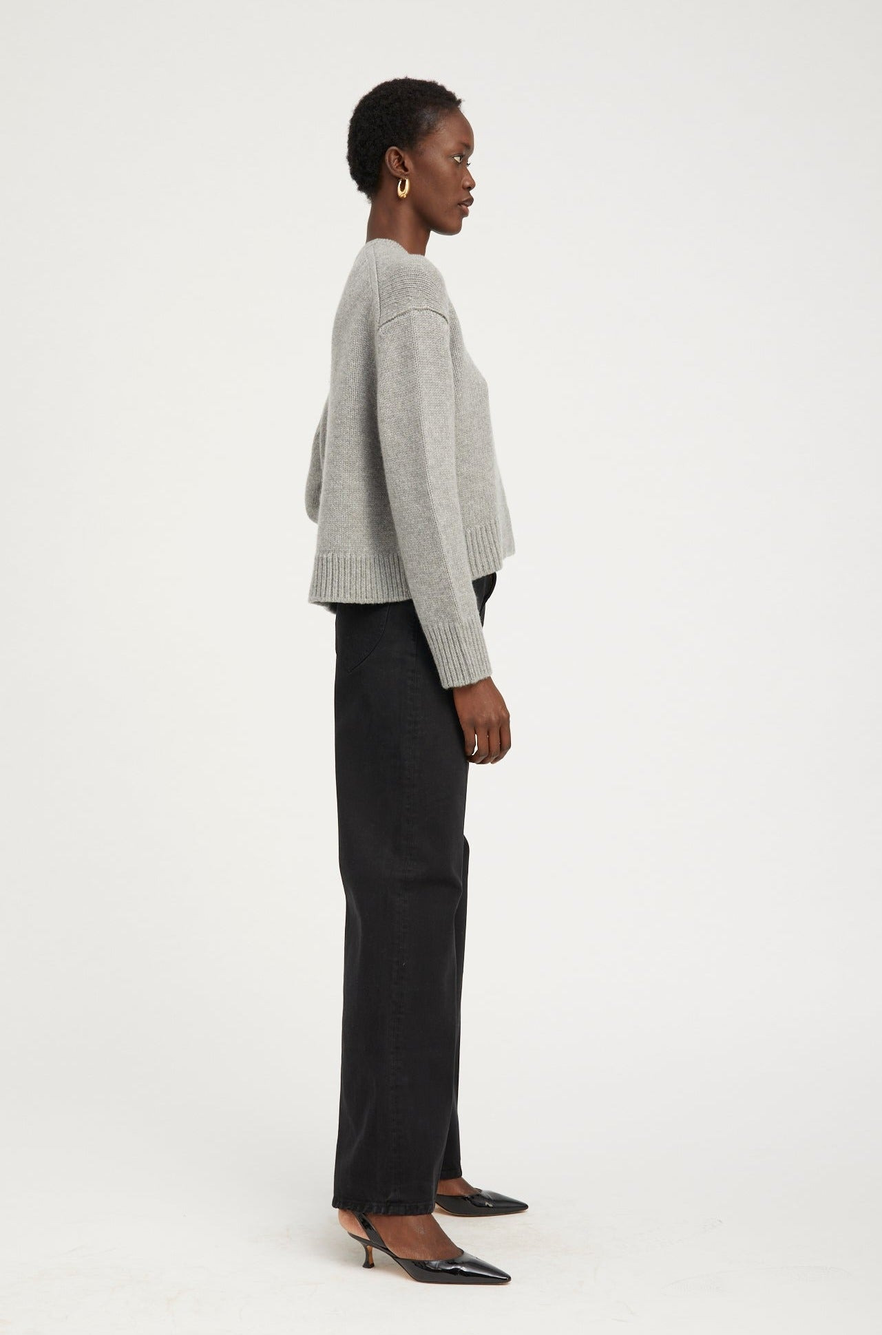 GREY HEAVY CASHMERE SWEATER - 3