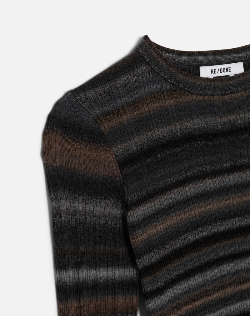 Long Sleeve Rib Crewneck - Black Combo 3