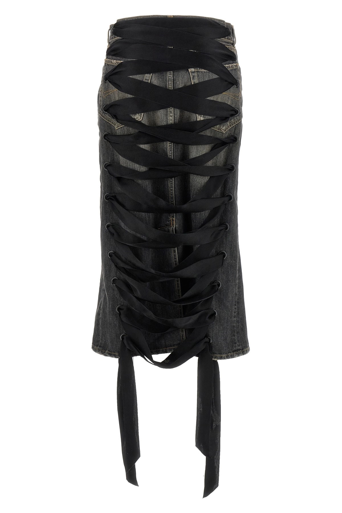 'Lace Up' denim skirt - 3