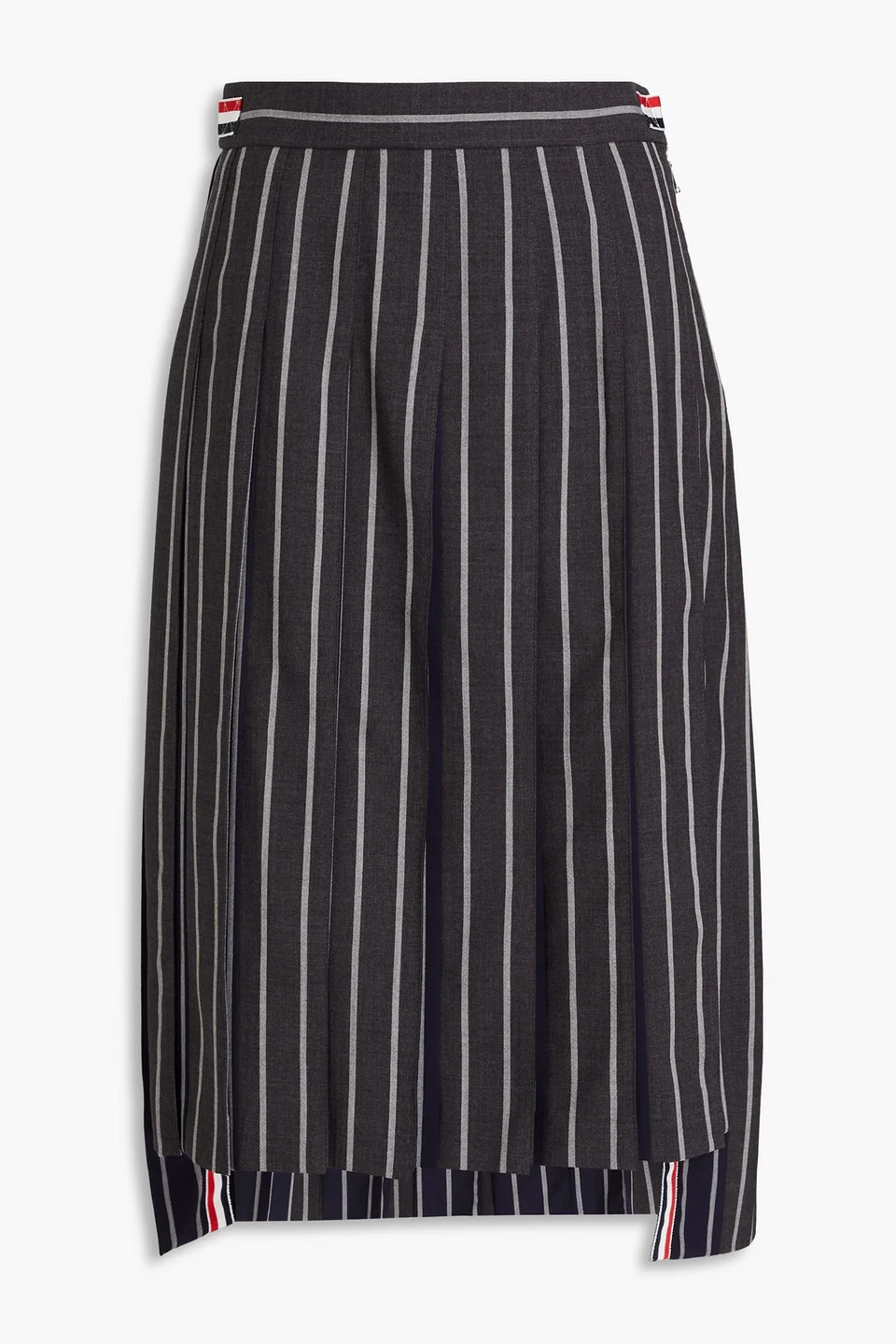 Pleated striped wool midi skirt - 1
