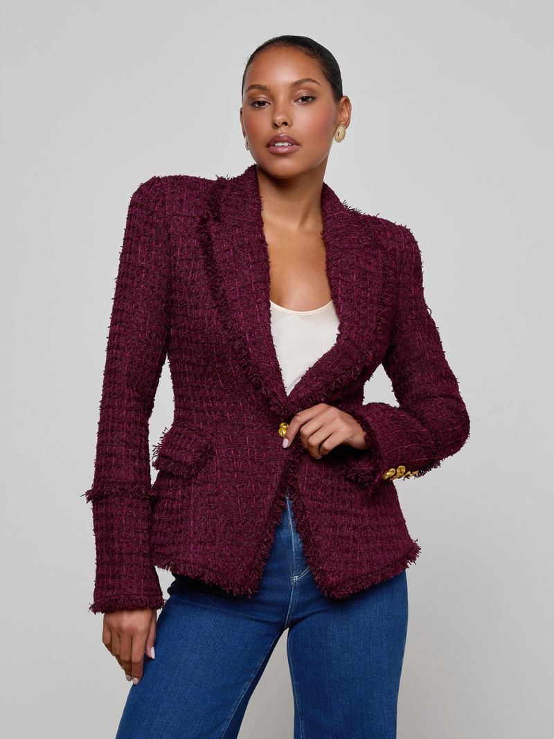 L'AGENCE Kaisley Tweed Blazer outlook
