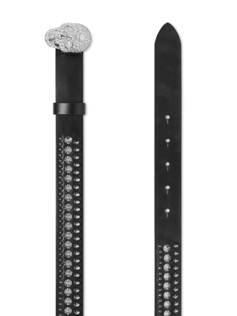 skull buckle leather belt - 2