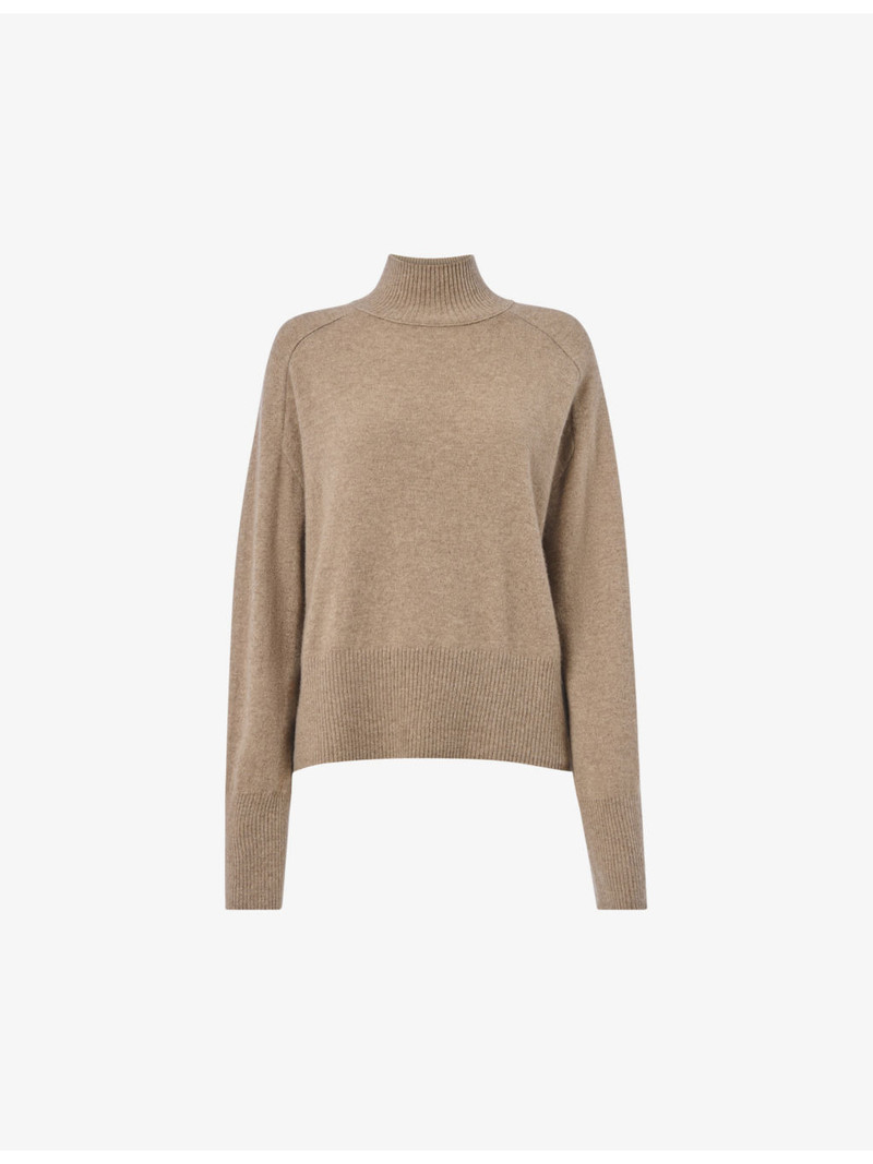Funnel-neck long-sleeve cashmere jumper 1