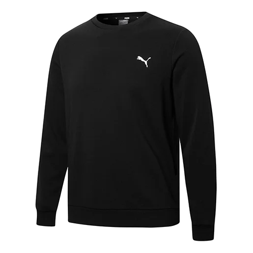 PUMA Ess Logo Printing Round Neck Sports Pullover Black 848731-01 - 1