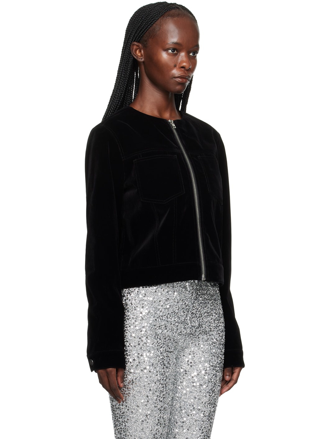 Black Collarless Jacket - 2