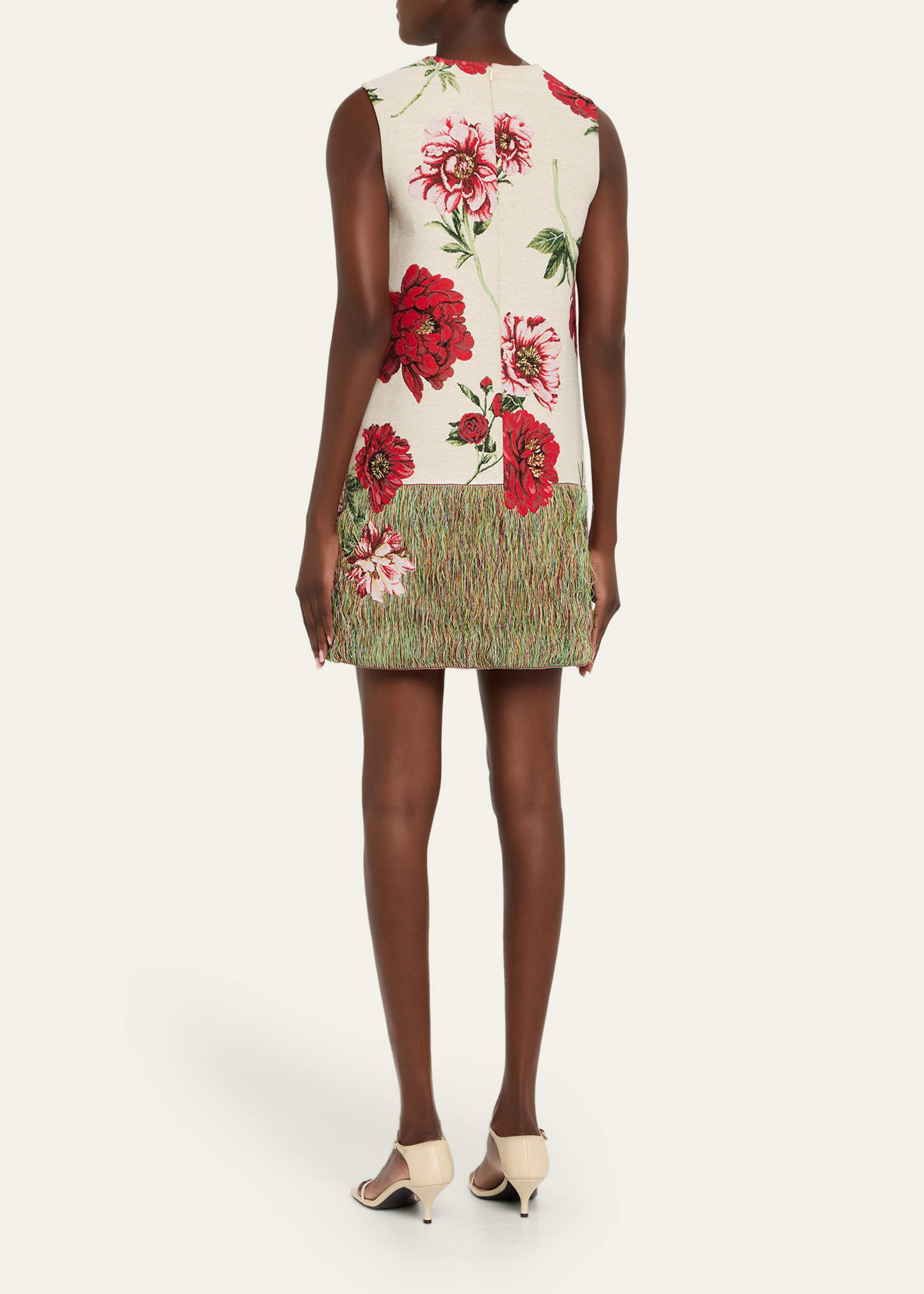 Peony Unraveled Jacquard Sleeveless Mini Day Dress - 3