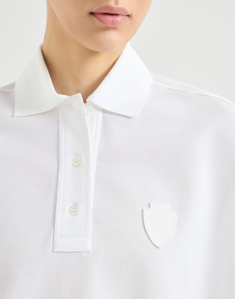 Stretch cotton piqué polo shirt with logo 4