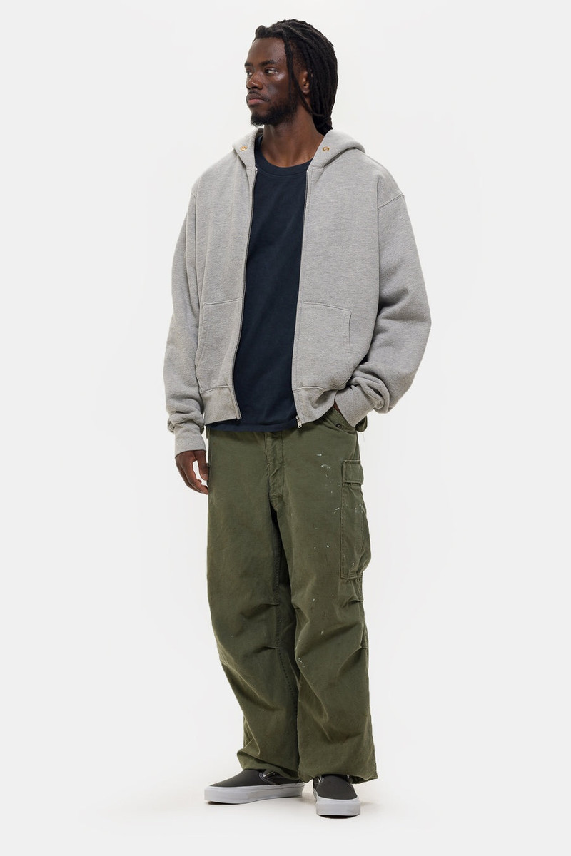 LES TIEN Heavyweight Zip Hoodie in Heather Grey outlook