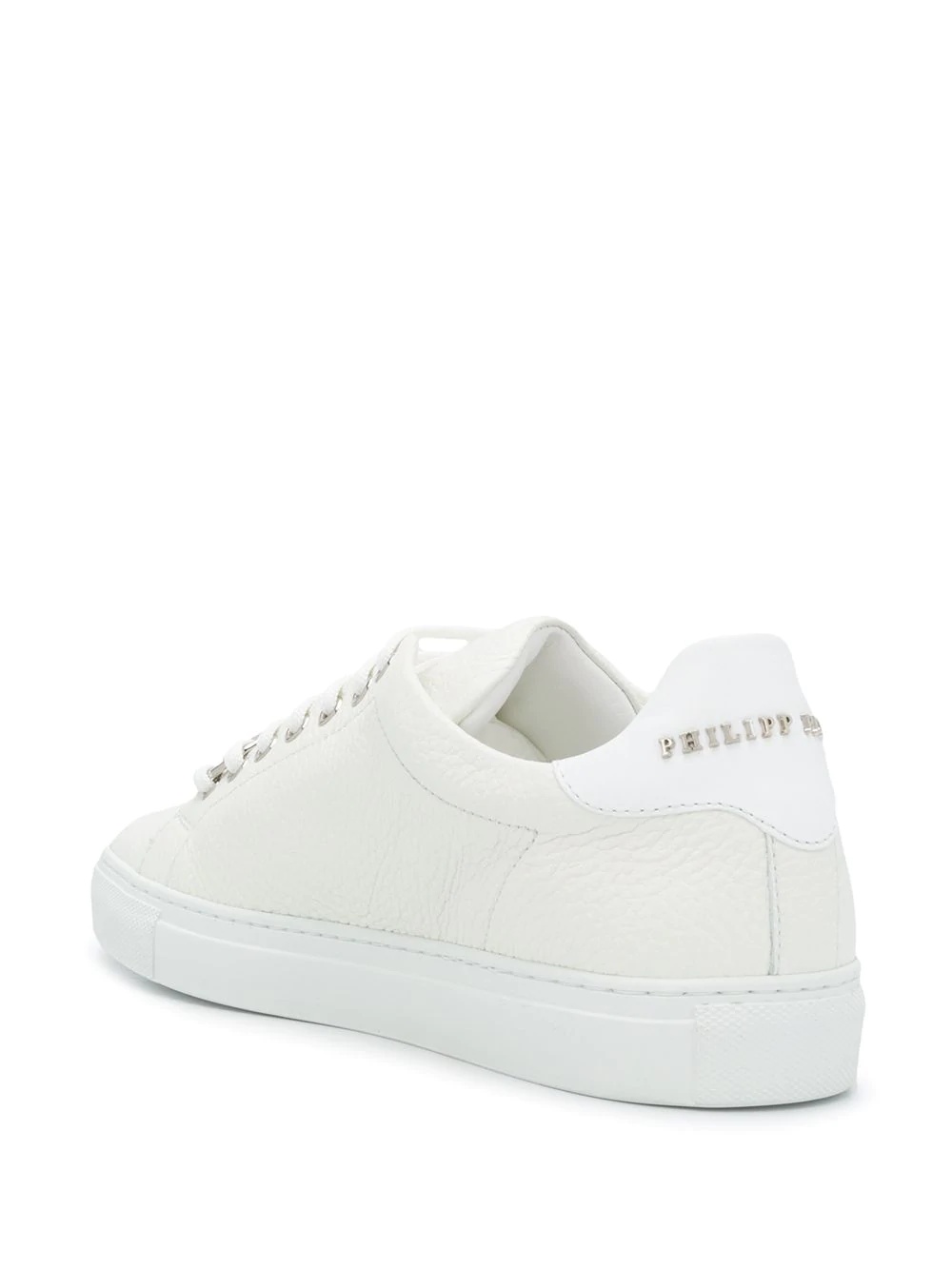 logo plaque leather lace-up trainers - 3