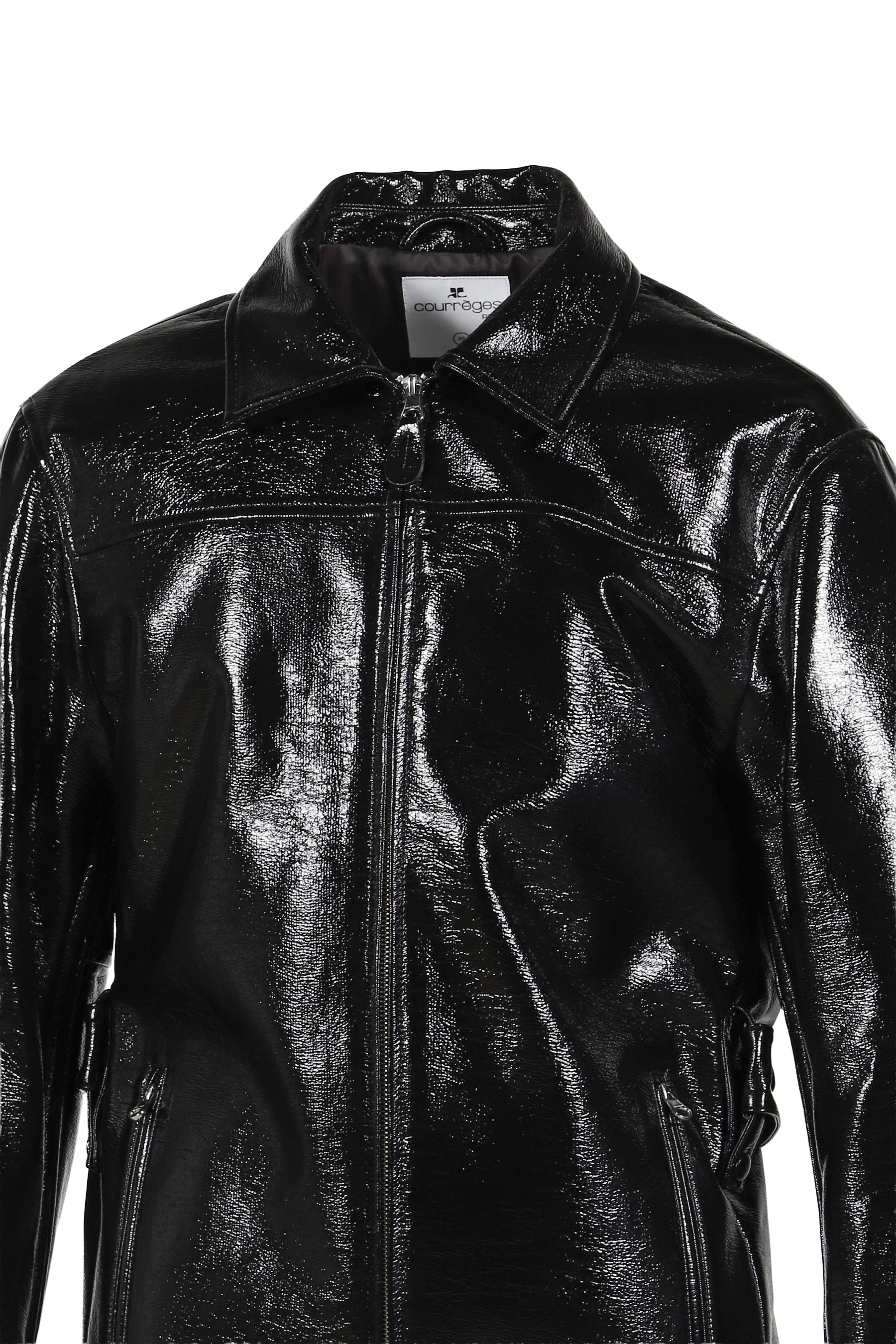 ZIPPED VINYL MAXI BOMBER JACKET / BLK - 4
