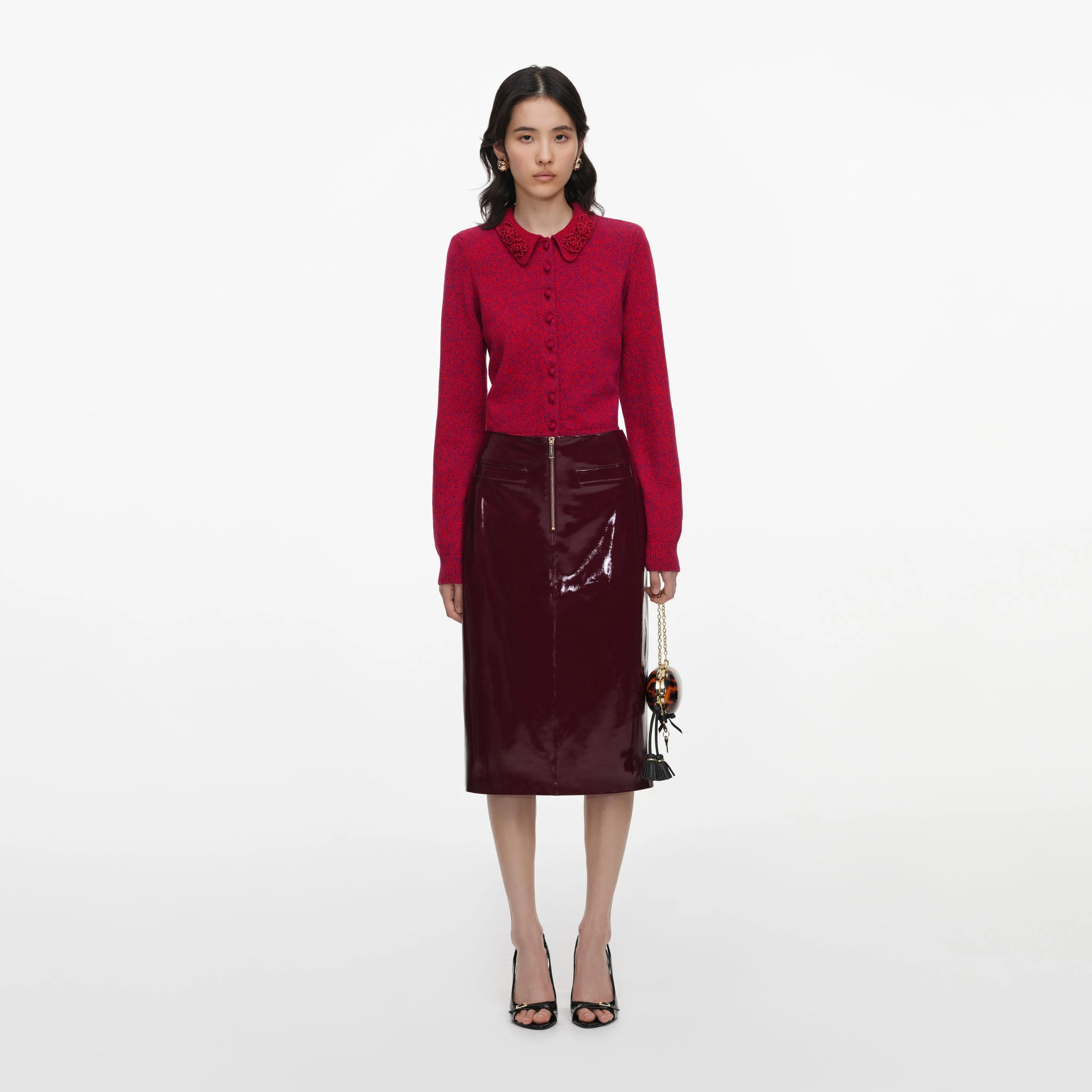 Red Flower Knit Cardigan - 1
