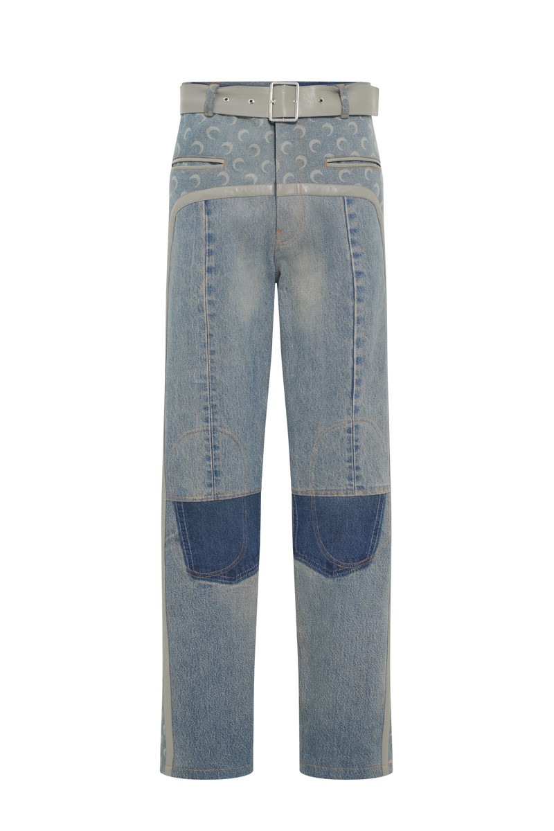 Regenerated Denim Belted Baggy Jeans 1