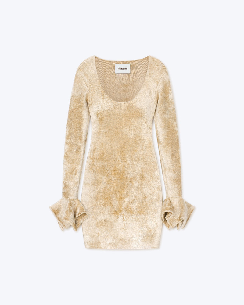 BRINA - Velour knit mini dress - Creme - 1