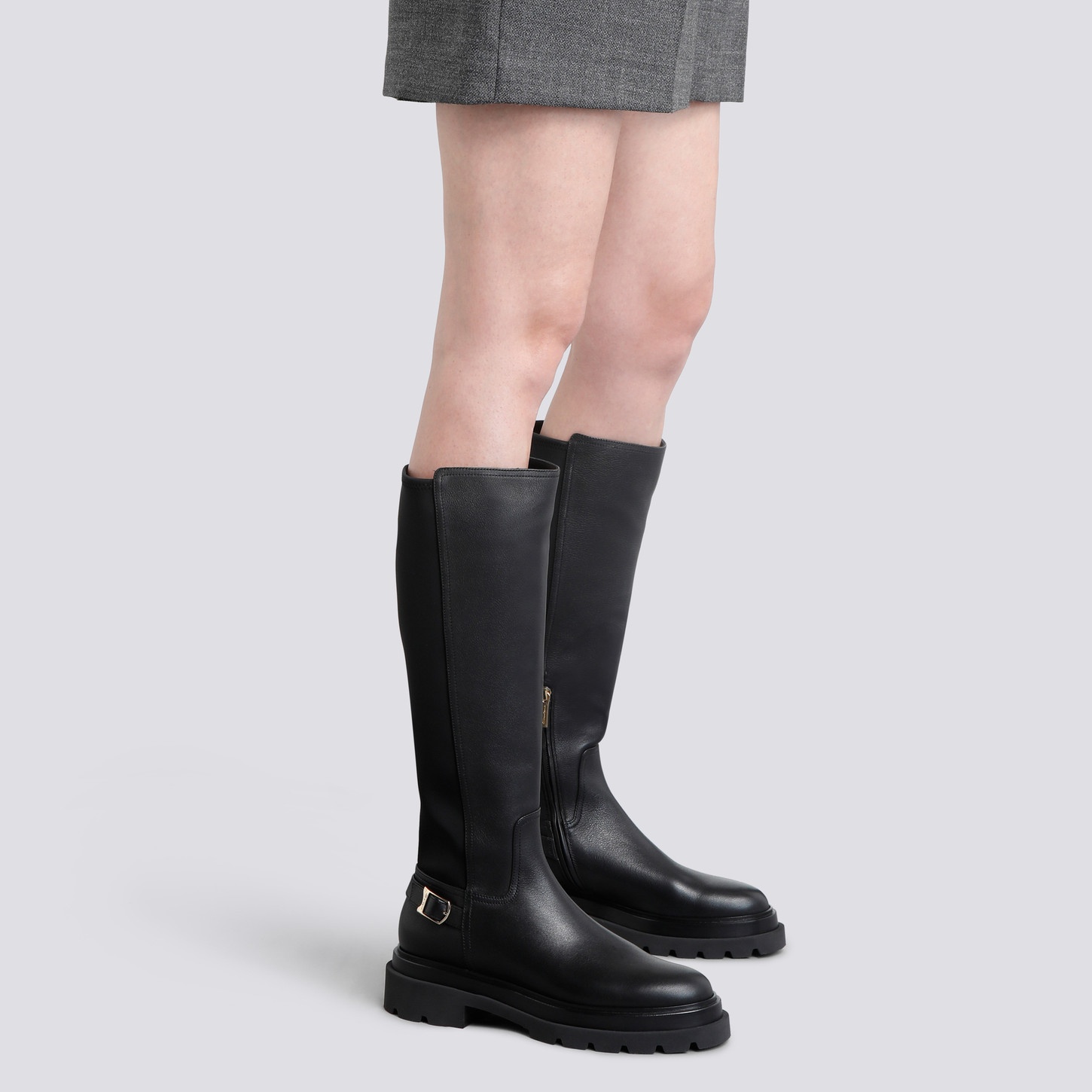 Women's black leather boot - 2
