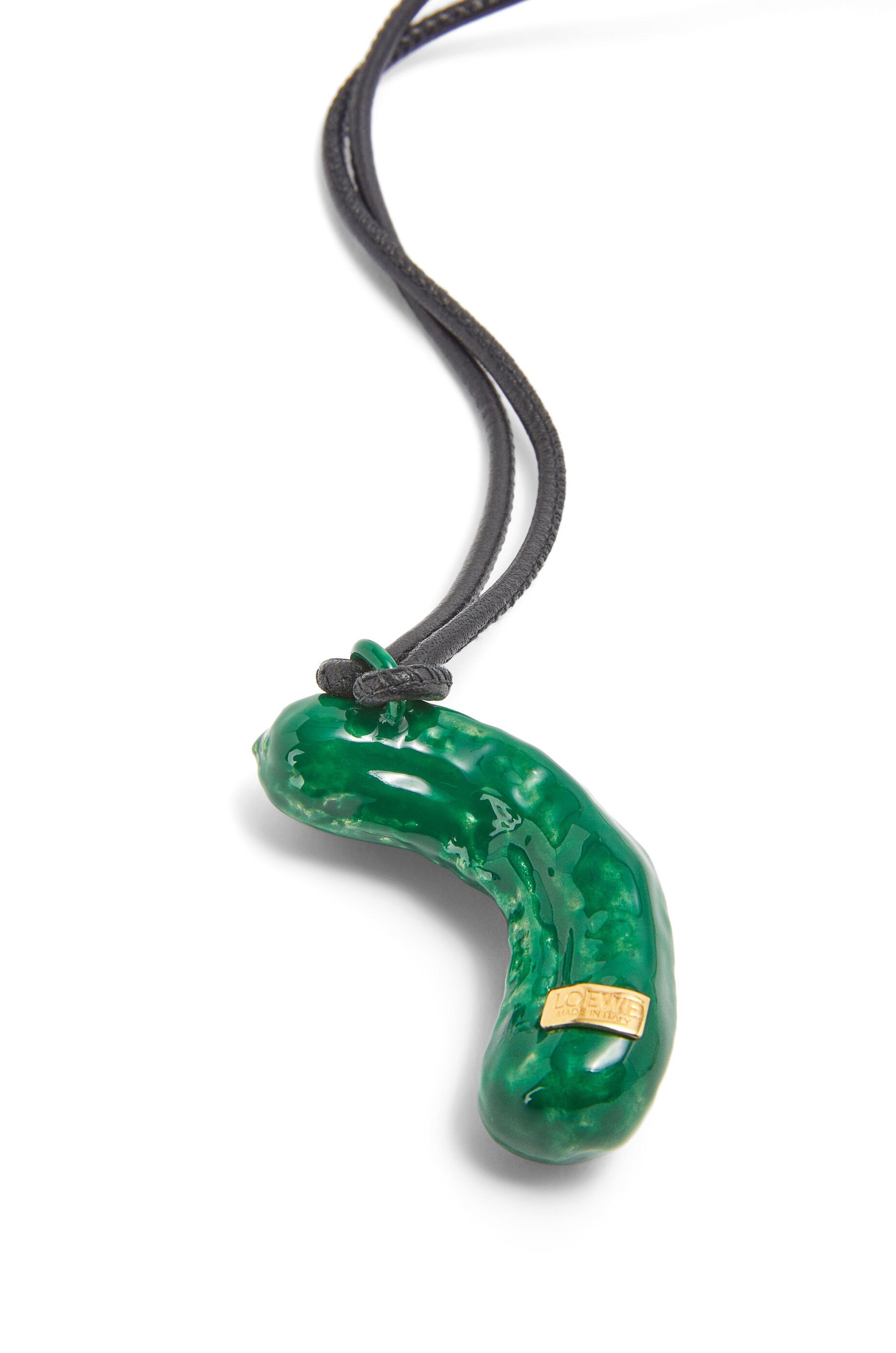 Cornichon pendant in brass and enamel - 2